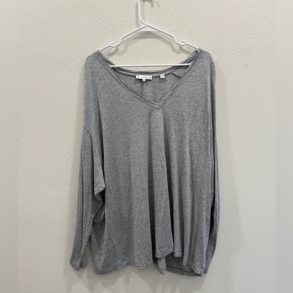 Vince dropped shoulder dolman v neck grey long sleeve shirt size XXXL